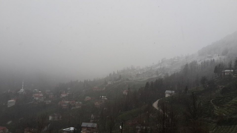 Dumankaya Yeşilköyde Kar Başladı